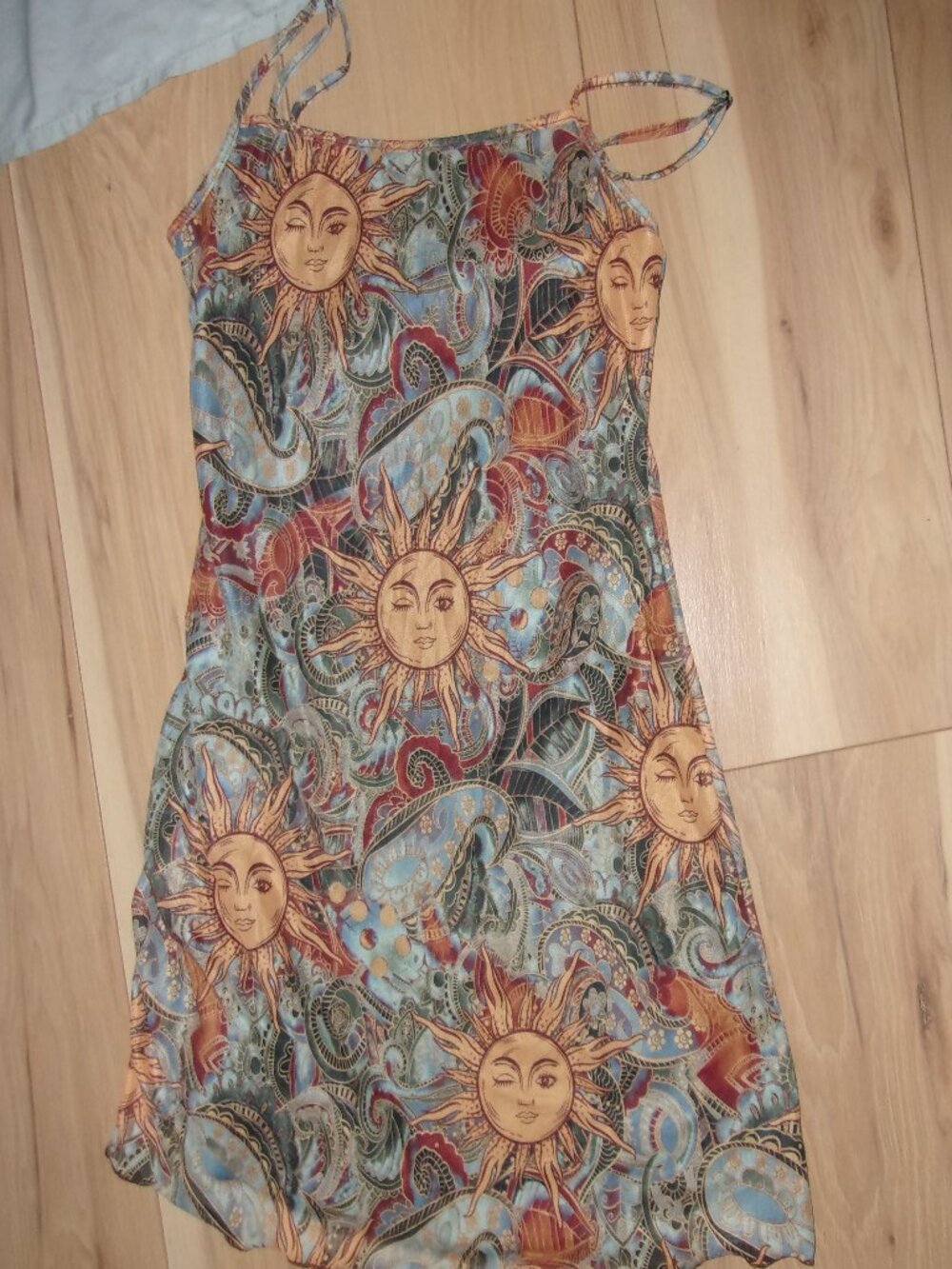 womens size medium boho dress sun fun print festival bodycon  summer - Picture 2 of 5